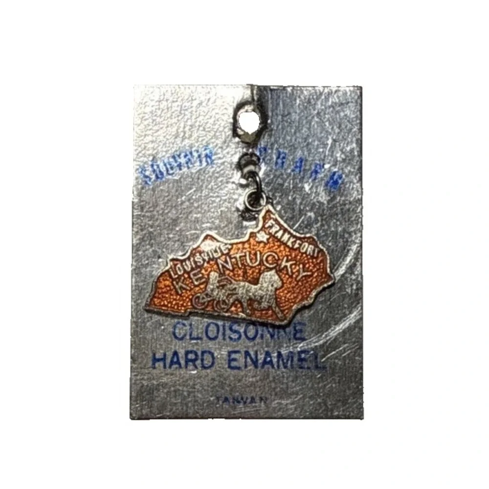 Kentucky State Charm Orange Cloisonne Enamel J22